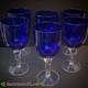 VINTAGE 5 Cobalt Blue Clear Stems with Ball Wine Glasses Water Goblets RARE