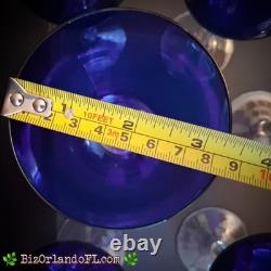 VINTAGE 5 Cobalt Blue Clear Stems with Ball Wine Glasses Water Goblets RARE