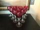 VINTAGE AJKA (Made in Hungary) GRAPE CUT TO CLEAR CRYSTAL WINE GOBLETS Set of 10
