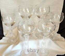 VINTAGE BAYEL BACCANTE FROSTED FIGURINE STEM WINE GLASSES (6 tot) 6 3/4h