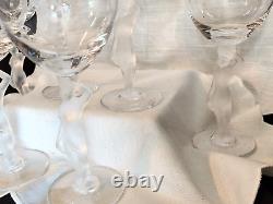 VINTAGE BAYEL BACCANTE FROSTED FIGURINE STEM WINE GLASSES (6 tot) 6 3/4h