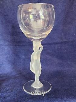 VINTAGE BAYEL BACCANTE FROSTED FIGURINE STEM WINE GLASSES (6 tot) 6 3/4h