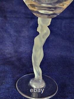 VINTAGE BAYEL BACCANTE FROSTED FIGURINE STEM WINE GLASSES (6 tot) 6 3/4h