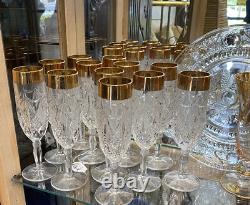 VINTAGE BLEIKRISTALL CRYSTAL Champagne Wine Glasses-Gold Rim 24k WithClear-German