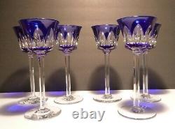 VINTAGE Baccarat Crystal BAC-76 Set of 6 Rhine Wines Cobalt Blue 7 7/8 FRANCE