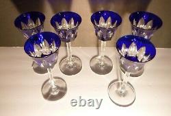 VINTAGE Baccarat Crystal BAC-76 Set of 6 Rhine Wines Cobalt Blue 7 7/8 FRANCE