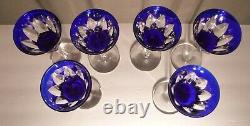 VINTAGE Baccarat Crystal BAC-76 Set of 6 Rhine Wines Cobalt Blue 7 7/8 FRANCE