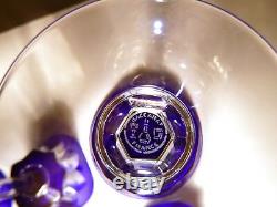 VINTAGE Baccarat Crystal BAC-76 Set of 6 Rhine Wines Cobalt Blue 7 7/8 FRANCE