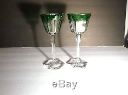 VINTAGE Baccarat Crystal HARCOURT (1841-) 2 Rhine Wines Emerald Green 7 3/8