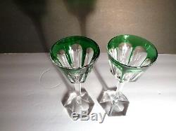 VINTAGE Baccarat Crystal HARCOURT (1841-) 2 Rhine Wines Emerald Green 7 3/8