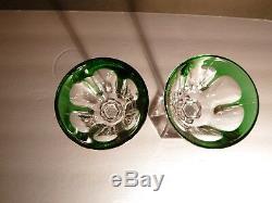 VINTAGE Baccarat Crystal HARCOURT (1841-) 2 Rhine Wines Emerald Green 7 3/8