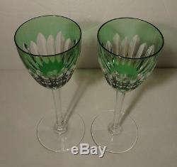 VINTAGE Baccarat Crystal LORRAINE (1953-1978) Set of 2 Green Rhine Wine 7 1/2