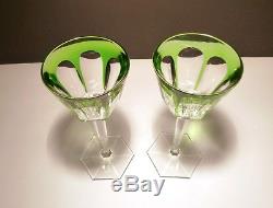 VINTAGE Baccarat HARCOURT (1841-) Set of 2 Rhine Wine Emerald Green 7 3/8 A