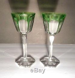 VINTAGE Baccarat HARCOURT (1841-) Set of 2 Rhine Wine Emerald Green 7 3/8 A