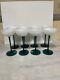 VINTAGE CARLO MORETTI WHITE & EMERALD GREEN LONG STEM GLASSES Set Of 8