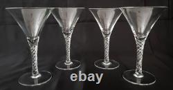 VINTAGE CRYSTAL AIR TWIST STEM Wine/Champagne Glasses? Service For 4
