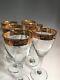 VINTAGE Crystal Wine Glasses Twisted Stem Etched Floral Design on 22K Gold Rim