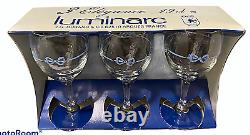 VINTAGE FRENCH LUMINARC WINE GLASSES With BLUE RIBBONS SET OF 18 NIB J G DURAND