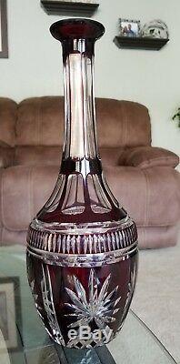VINTAGE GLASS LEAD CRYSTAL RUBY RED CRANBERRY COLOR WINE DECANTER vase bottle