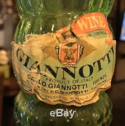 VINTAGE Italian GREEN GLASS 44 1/2 Tall Chianti WINE BOTTLE Carlo Giannotti