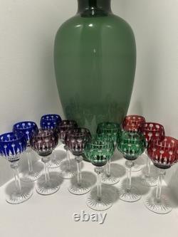 VINTAGE KING LOUIS CUT-TO-CLEAR CRYSTAL HOCK WINE GOBLETS 12 ct RICH JEWEL TONES