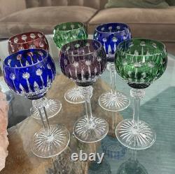 VINTAGE KING LOUIS CUT-TO-CLEAR CRYSTAL HOCK WINE GOBLETS 12 ct RICH JEWEL TONES