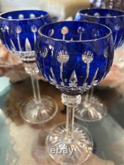 VINTAGE KING LOUIS CUT-TO-CLEAR CRYSTAL HOCK WINE GOBLETS 12 ct RICH JEWEL TONES