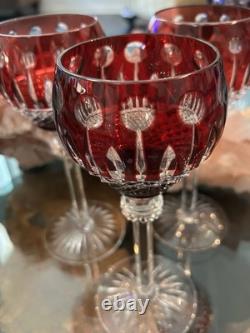 VINTAGE KING LOUIS CUT-TO-CLEAR CRYSTAL HOCK WINE GOBLETS 12 ct RICH JEWEL TONES