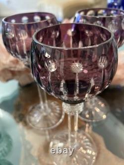 VINTAGE KING LOUIS CUT-TO-CLEAR CRYSTAL HOCK WINE GOBLETS 12 ct RICH JEWEL TONES