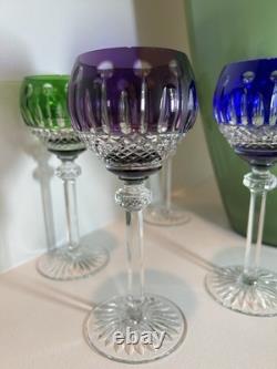 VINTAGE KING LOUIS CUT-TO-CLEAR CRYSTAL HOCK WINE GOBLETS 12 ct RICH JEWEL TONES