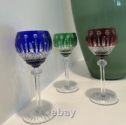VINTAGE KING LOUIS CUT-TO-CLEAR CRYSTAL HOCK WINE GOBLETS 12 ct RICH JEWEL TONES