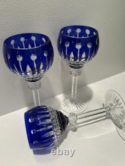 VINTAGE KING LOUIS CUT-TO-CLEAR CRYSTAL HOCK WINE GOBLETS 12 ct RICH JEWEL TONES
