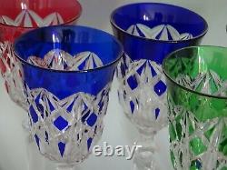 VINTAGE LARGE ROEMER 6 WINE GLASSES CRYSTAL BACCARAT PATTERN S. 1151 height 8,46