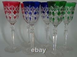 VINTAGE LARGE ROEMER 6 WINE GLASSES CRYSTAL BACCARAT PATTERN height 8,46 S. 1151