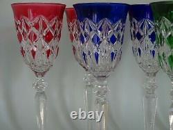 VINTAGE LARGE ROEMER 6 WINE GLASSES CRYSTAL BACCARAT PATTERN height 8,46 S. 1151