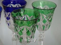 VINTAGE LARGE ROEMER 6 WINE GLASSES CRYSTAL BACCARAT PATTERN height 8,46 S. 1151