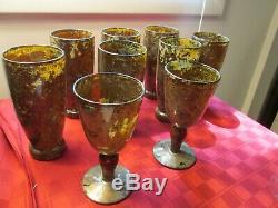 VINTAGE RARE 10 Moss Agate Neiman Marcus WATER Glasses (set of 8) WINE (2)