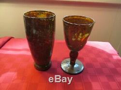 VINTAGE RARE 10 Moss Agate Neiman Marcus WATER Glasses (set of 8) WINE (2)