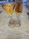 VINTAGE RARE 2 Bayel Bacchante Gold Nude Woman Stemmed Wine Glasses Goblets