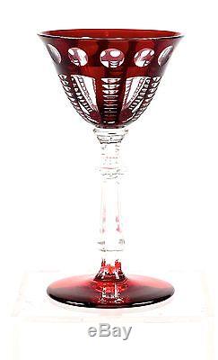 VINTAGE RED CUT-TO-CLEAR CRYSTAL SERVICE FOR 10 WATER AND WINE, ruby red