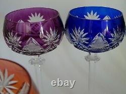 VINTAGE ROEMER 6 WINE GLASSES CRYSTAL VAL ST LAMBERT BERNCASTEL 6 colors