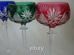 VINTAGE ROEMER 6 WINE GLASSES CRYSTAL VAL ST LAMBERT BERNCASTEL 6 colors