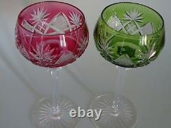 VINTAGE ROEMER TWO WINE GLASSES CRYSTAL VAL ST LAMBERT BERNCASTEL red mousse