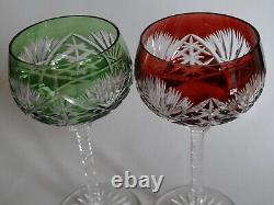 VINTAGE TWO ROEMER WINE GLASSES CRYSTAL VAL ST LAMBERT red green