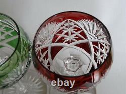 VINTAGE TWO ROEMER WINE GLASSES CRYSTAL VAL ST LAMBERT red green