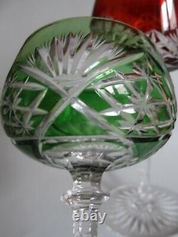 VINTAGE TWO ROEMER WINE GLASSES CRYSTAL VAL ST LAMBERT red green