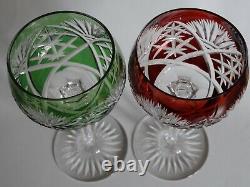 VINTAGE TWO ROEMER WINE GLASSES CRYSTAL VAL ST LAMBERT red green