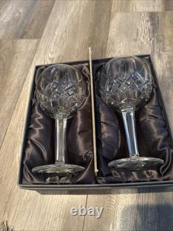 VINTAGE WATERFORD CRYSTAL LISMORE BALLOON WINE GOBLETS GLASSES set of 2