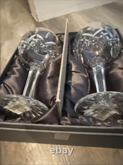 VINTAGE WATERFORD CRYSTAL LISMORE BALLOON WINE GOBLETS GLASSES set of 2