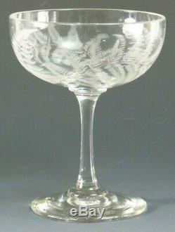 VINTAGE Wine Glass Set of 6 Fine & Delicate Fern Cut Champagne Saucers